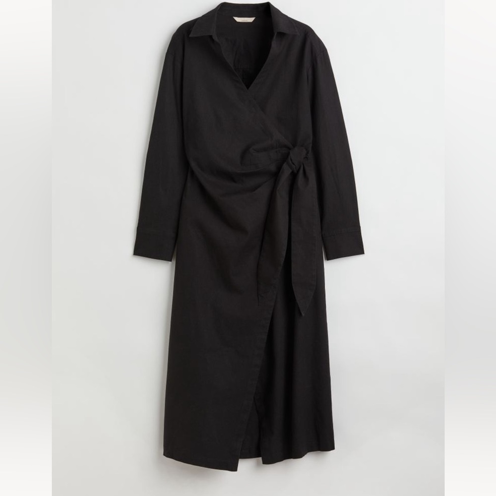 NWT H&M linen blend shirt dress/tied waist